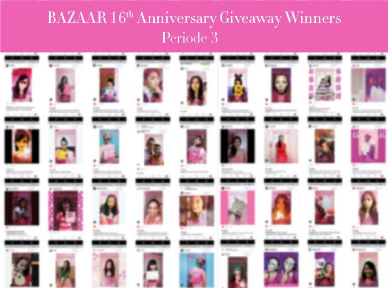 Pemenang Bazaar 16th Anniversary Giveaway Periode 3