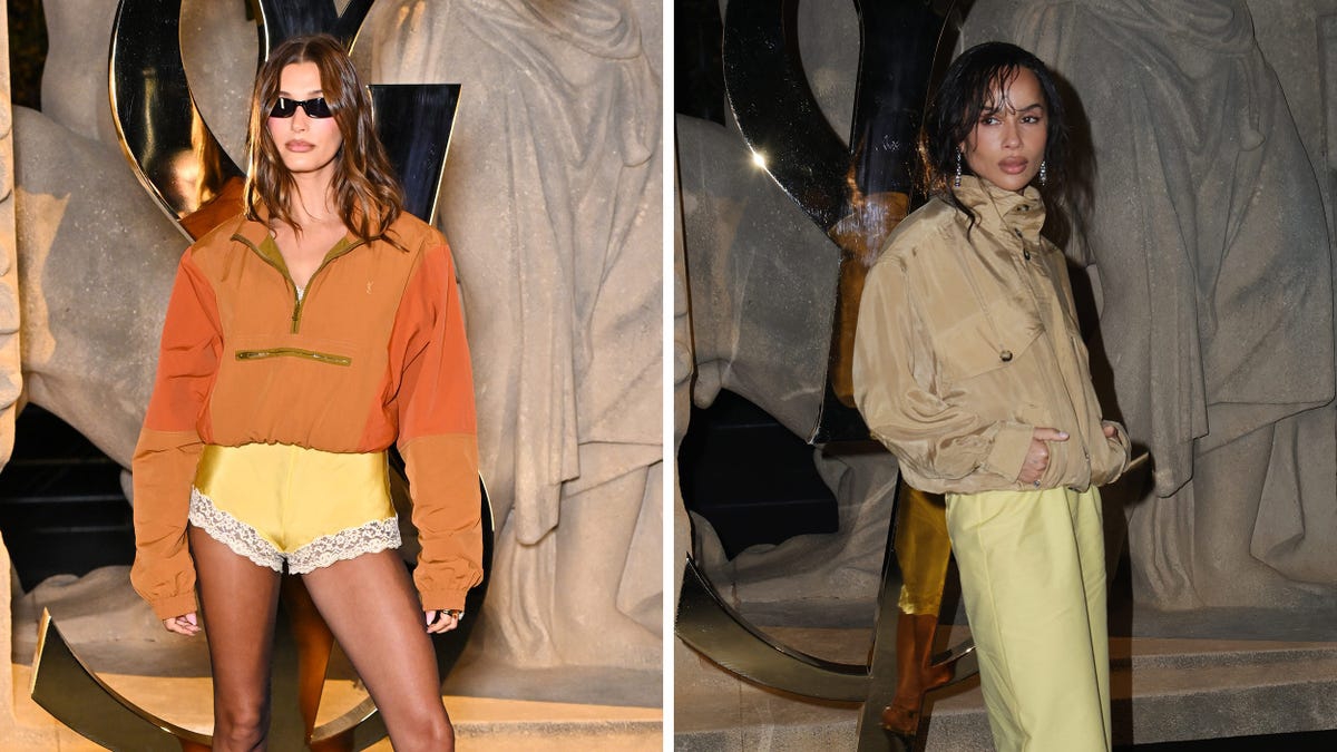 Hailey Bieber dan Zoë Kravitz Menghidupkan Tren Warna Kuning Lemon di Peragaan Saint Laurent
