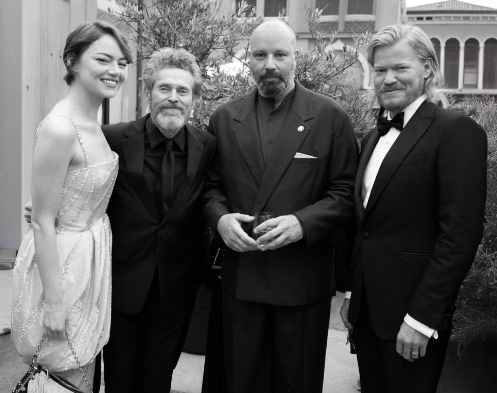 Emma Stone, Willem Dafoe, Yorgos Lanthimos, and Jessie Plemons