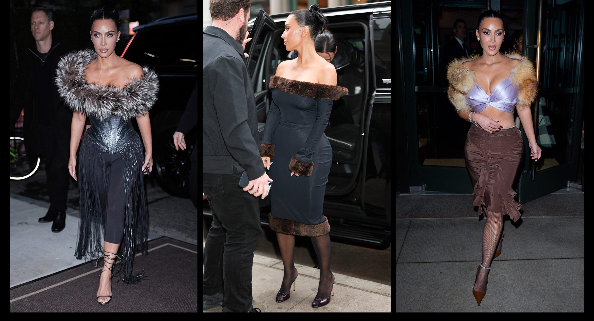 Lagi, Kim Kardashian Kenakan Bulu Mewah untuk Momen Promosi di New York City