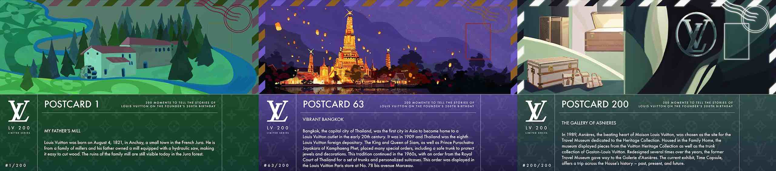 (Beberapa tampilan postcard dengan total 200 buah yang dapat ditemukan dalam video game Louis The Game)