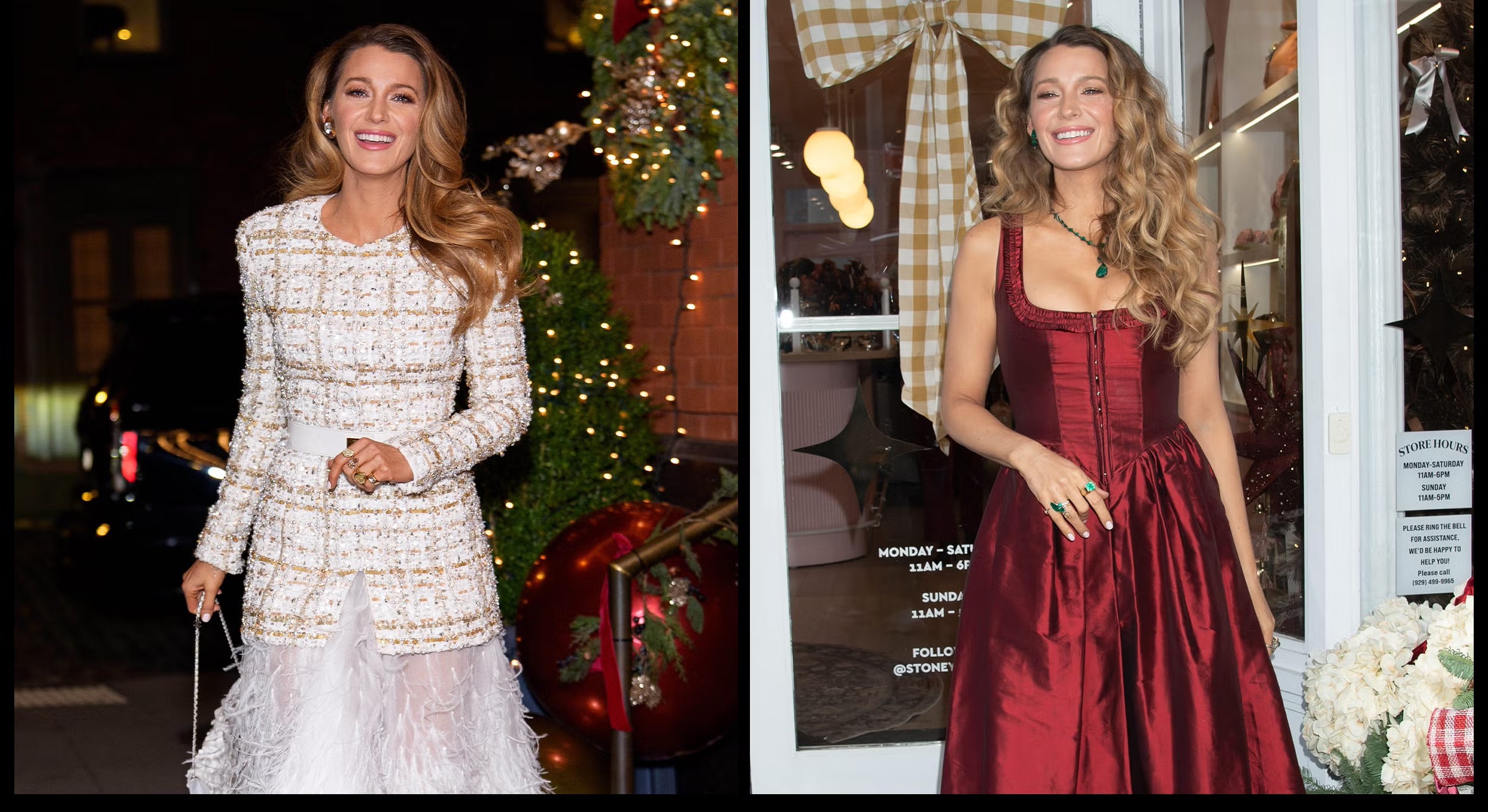 Blake Lively Kenakan Dua Busana yang Menyalurkan Nuansa Festive