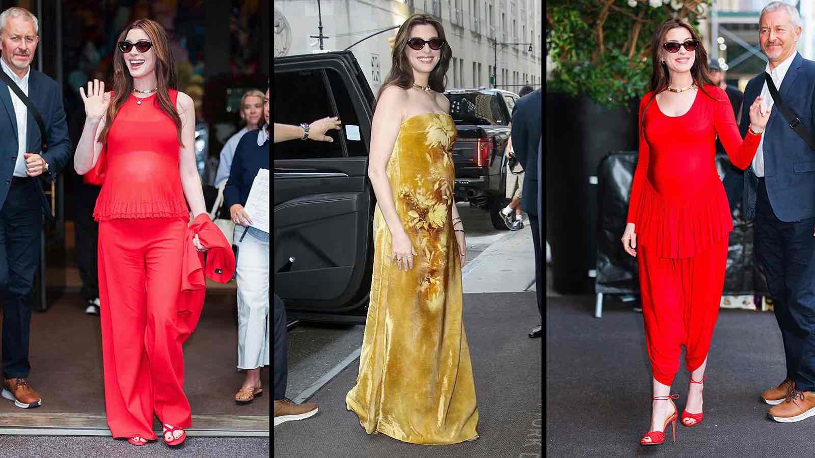 Gaya Maternity Anne Hathaway Identik dengan Warna-warna Primer yang Cerah