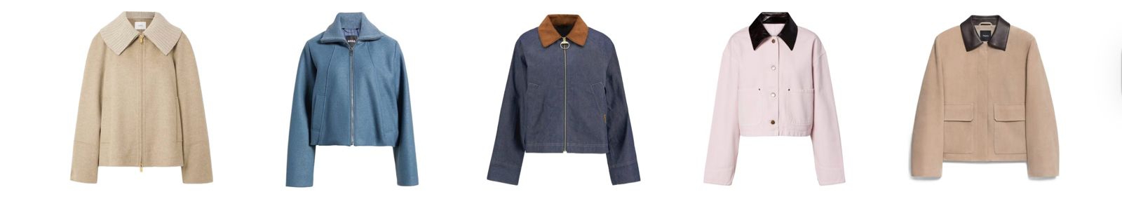 Kiri ke kanan: Joseph Cooksey Jacket/Boss Cundalini Wool Bomber Jacket/Barbour Freckleton Casual Jacket/Prada Cotton Canvas Jacket/Theory Boxy Patch Pocket