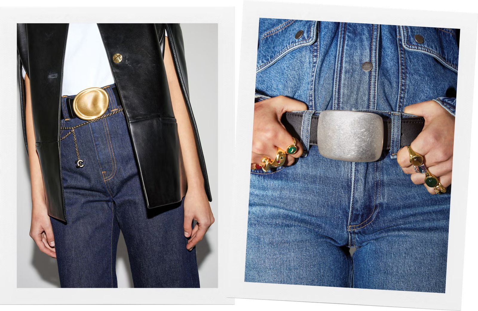 Ikat pinggang dengan buckle yang mengkilap