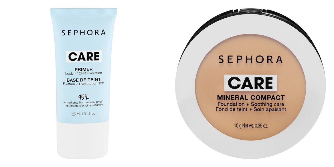 Sephora Care Primer - Lock + 12HR Hydration & Care Mineral Compact Foundation + Soothing Skincare