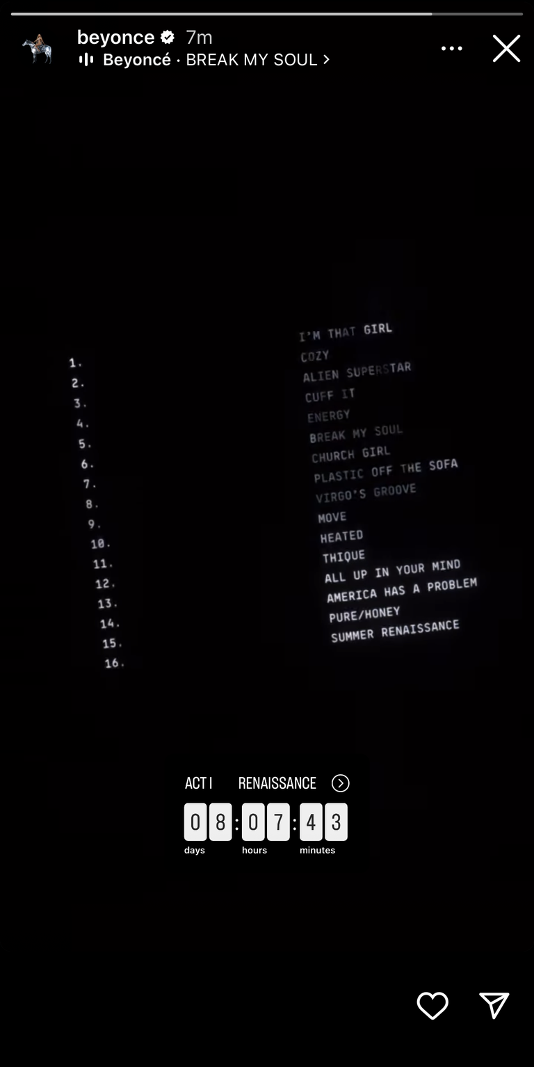 Beyoncé Merilis Daftar Lagu untuk Album Renaissance