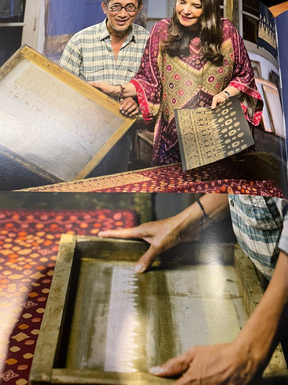 Proses pengembangan dan penciptaan gold print dari inspirasi, gambar, pembuatan screen dan hand printing ke kain hingga embroidery dan jahit / Foto: Courtesy of Ghea Fashion Studio