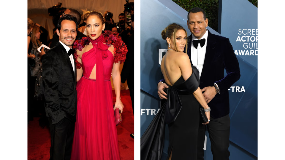 Kiri ke kanan: Lopez menikah dengan Marc Anthony dari tahun 2004 hingga 2014. Mereka memiliki dua anak bersama.   Lopez juga pernah bertunangan dengan pemain MLB Alex Rodriguez.