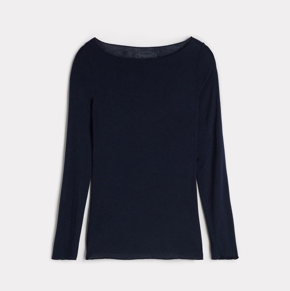 Intimissimi Navy Boat Neck Modal Cashmere Ultralight Top