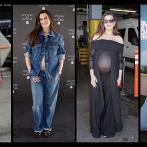 Gaya Maternity Anne Hathaway Dipenuhi Romansa dan Warna Primer