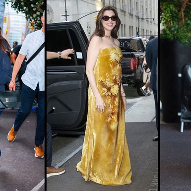 Gaya Maternity Anne Hathaway Identik dengan Romansa dan Warna Primer