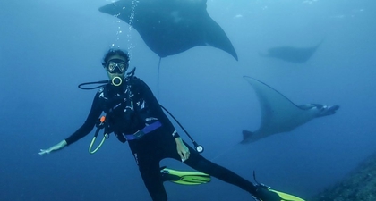 Tengok Keseruan Luna Maya ketika Menyelam bersama Ikan Pari Manta