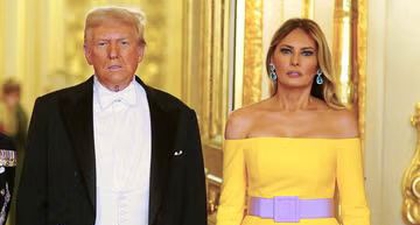 Melania Trump Tampil Berani Memadukan Kuning Lemon dan Lavender di Royal State Banquet