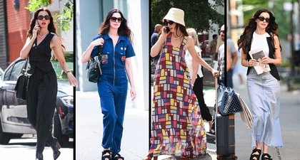 4 Penampilan Eksentrik Anne Hathaway dari Lokasi Syuting The Devil Wears Prada 2