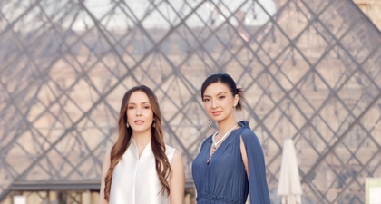 Raline Shah dan Cathy Sharon di Pesta Glamor Lanc&ocirc;me x Louvre Saat Paris Fashion Week