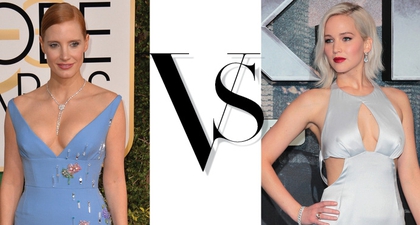 Jennifer Lawrence Vs Jessica Chastain Dalam Fashion