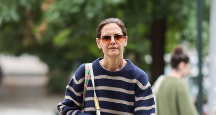 Katie Holmes Menyempurnakan Penampilan Preppy dengan Tote Bag Elegan