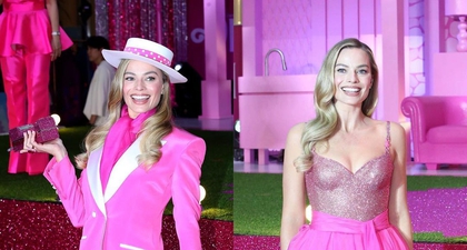 Margot Robbie Tampil Seperti Barbie Mengenakan Power Suit Warna Pink di Tahun 80-an
