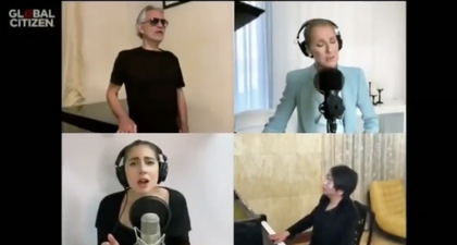Lady Gaga Bernyanyi Bersama Celine Dion dan Andrea Bocelli 